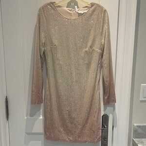 Sequin Long Sleeve Dress - Gold